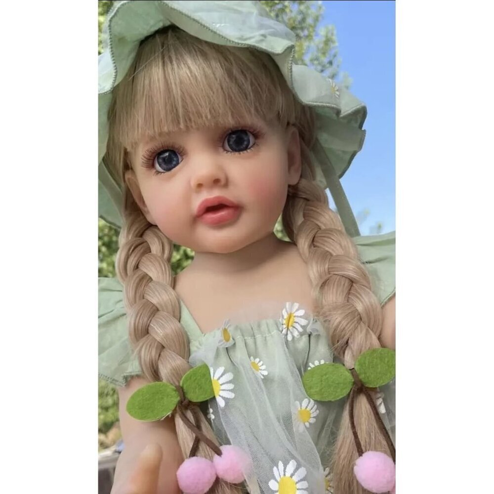 22 Inch Full Body Silicone Reborn Baby Doll Girl Waterproof Bathable Wig Hair